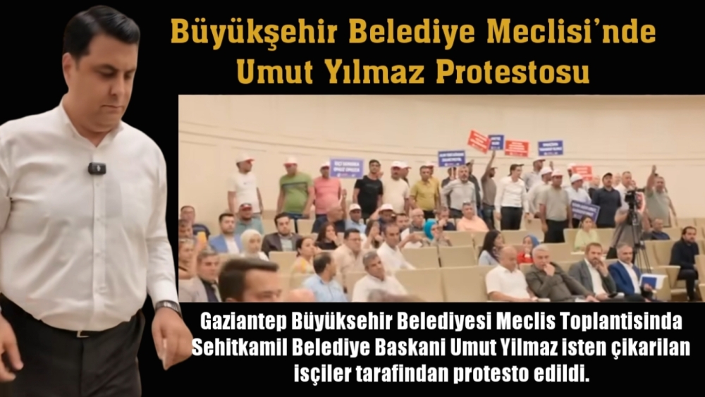Büyükşehir meclisinde ortalık karıştı, İşten çıkarılan işçiler Umut Yılmaz'ı protesto etti
